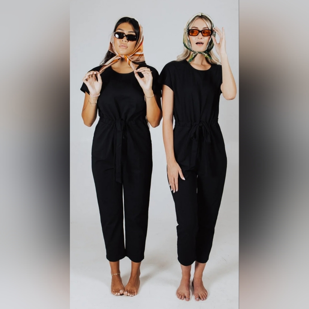 Piper & Scoot The Bianca Cinch Jumpsuit In Black.